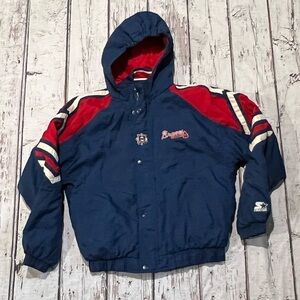 Vintage Boys 1990s Atlanta Braves MLB Baseball Sports Puffy 90s Starter Jacket